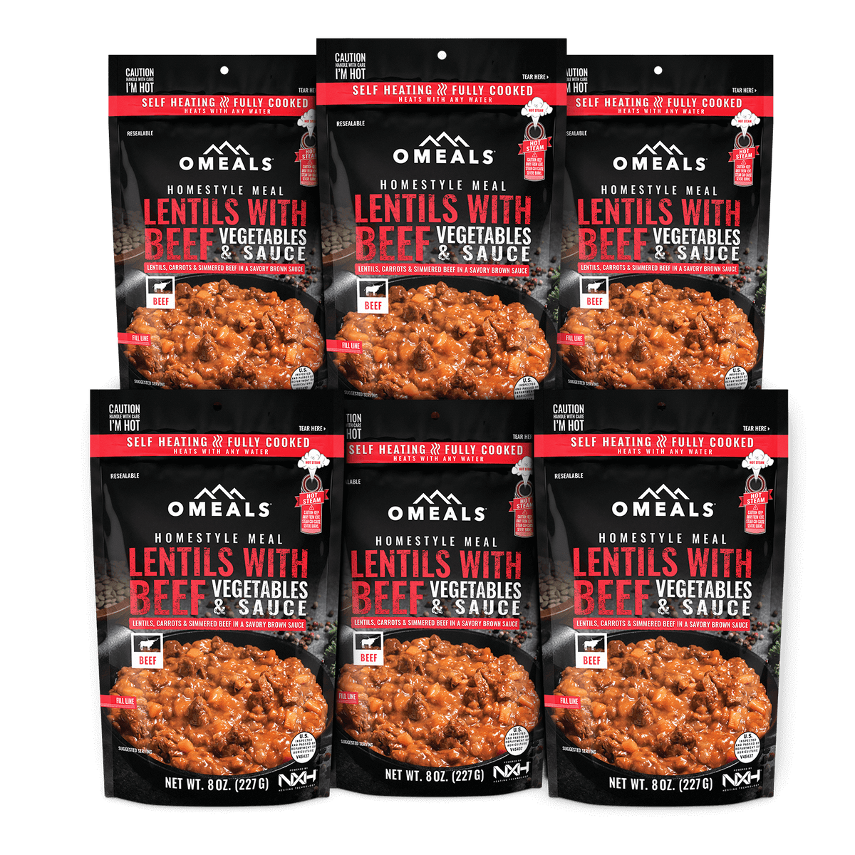 OMEALS® Lentils with Beef 6 pack